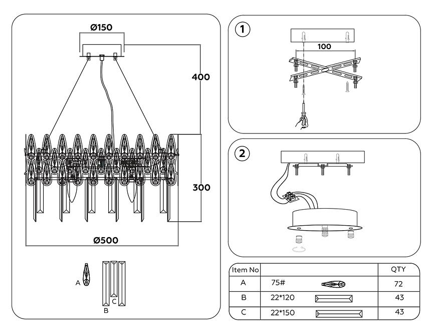 TR5263/8 GD/CL золото/прозрачный E14/8 max 40W D500*700